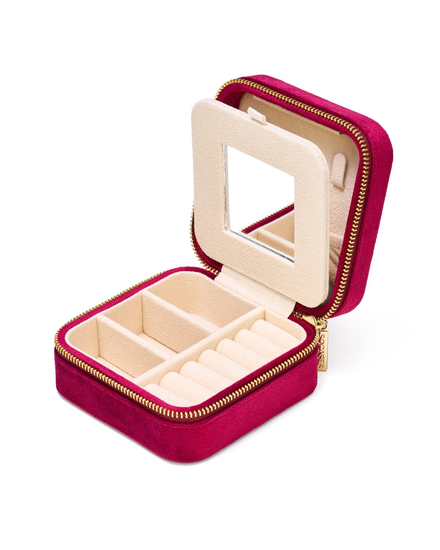 VELVET JEWELRY BOX col. cherry red, directly orderable - 5 pieces