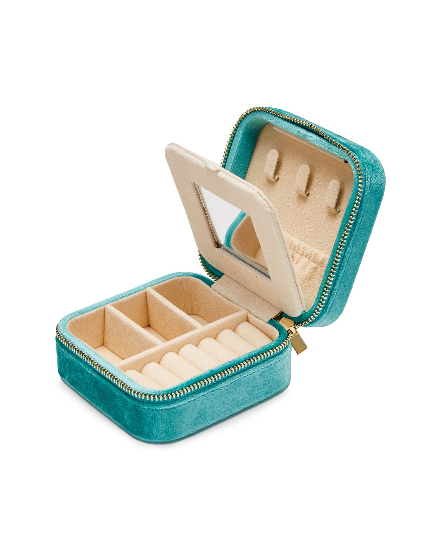 VELVET JEWELRY BOX col. metallic blue, directly orderable - 5 pieces