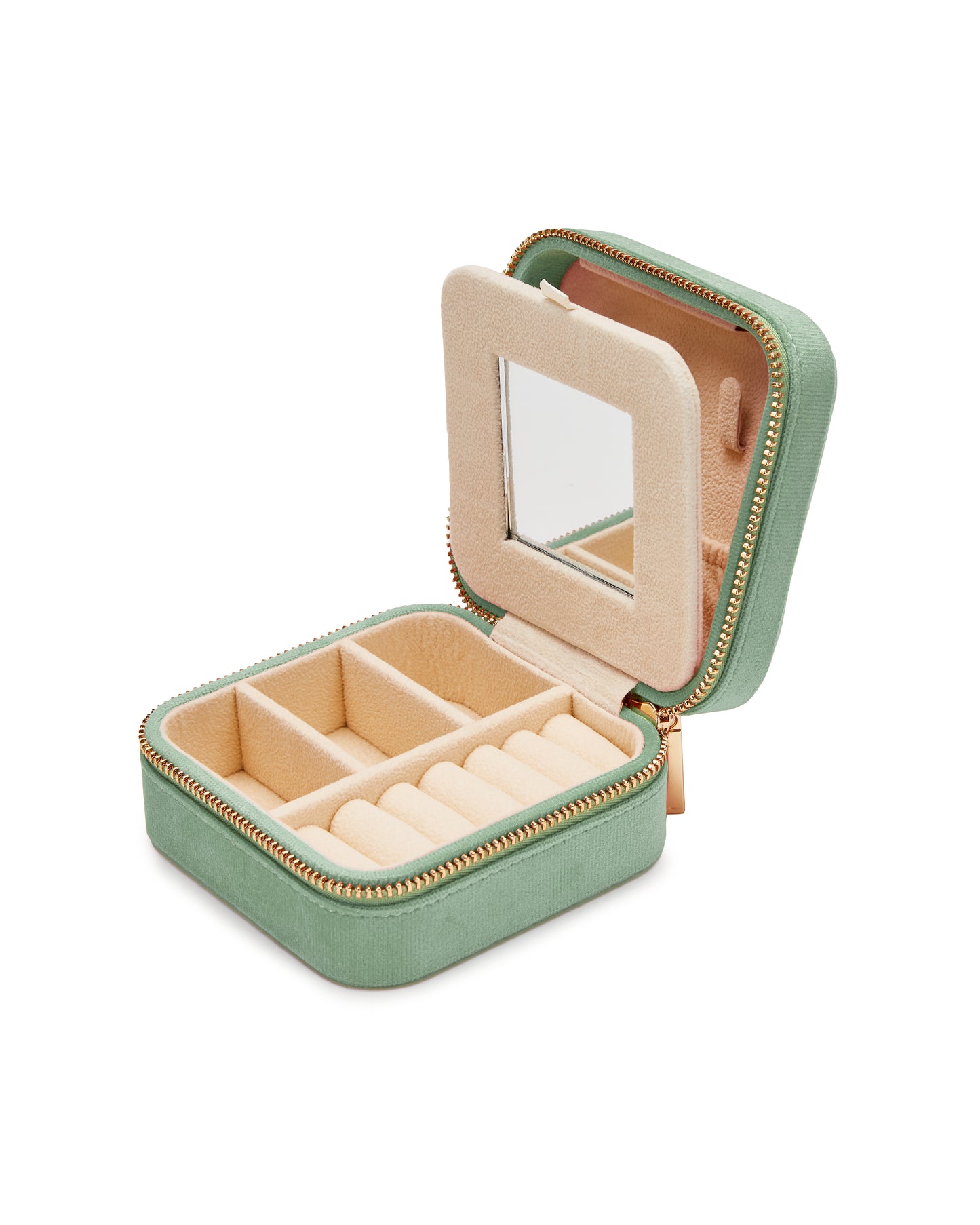VELVET JEWELRY BOX col. pastel green, directly orderable - 5 pieces
