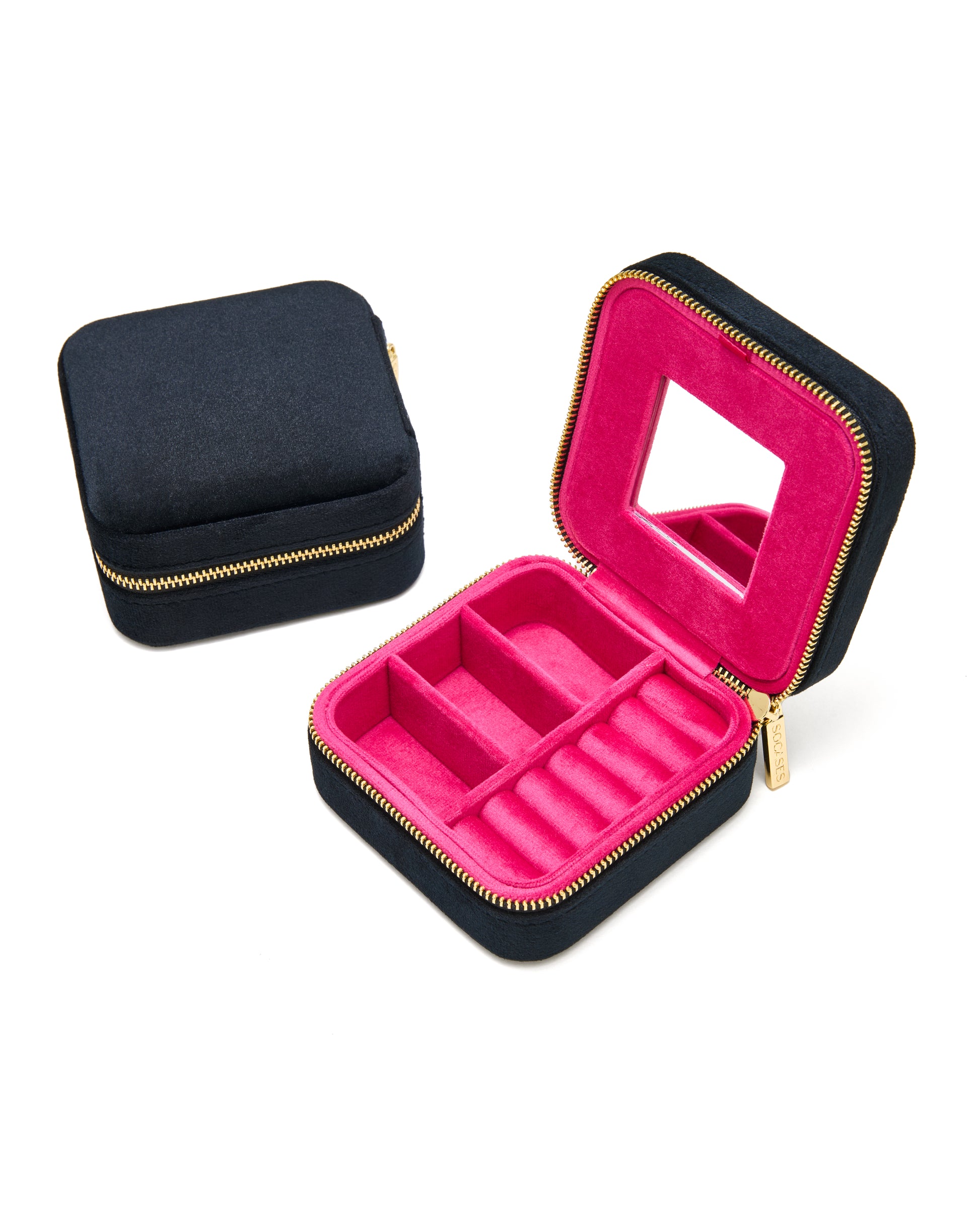 VELVET JEWELRY BOX black-framboise duo, directly orderable pieces