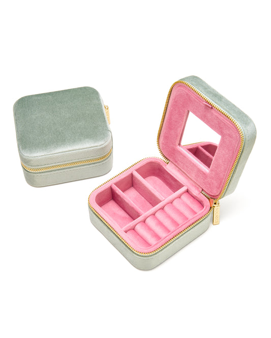 VELVET JEWELRY BOX col. metallic mint-pink duo, directly orderable - 5 pieces