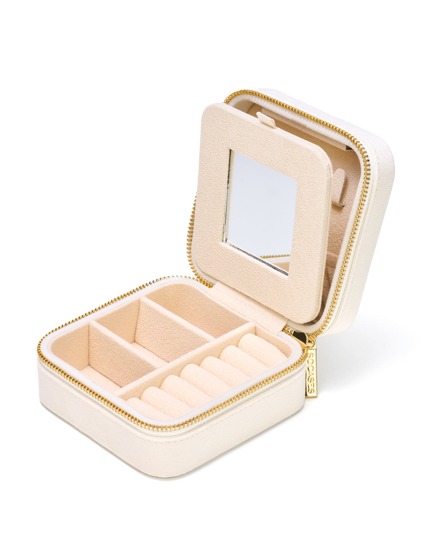 VELVET JEWELRY BOX col. warm white, directly orderable - 5 pieces