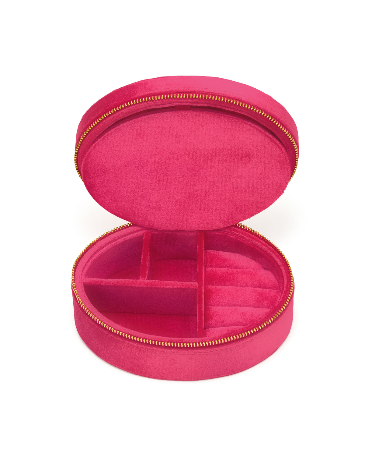 Samt Schmuckkästchen OVAL col. framboise (Set aus 5) - Reise Schmuckkästchen