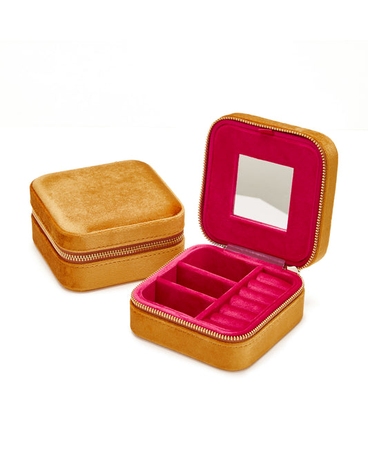 VELVET JEWELRY BOX col. gold-framboise duo, directly orderable - 5 pieces