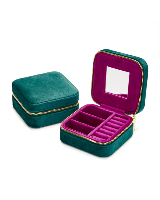 VELVET JEWELRY BOX col. emerald-wildberry duo, directly orderable - 5 pieces