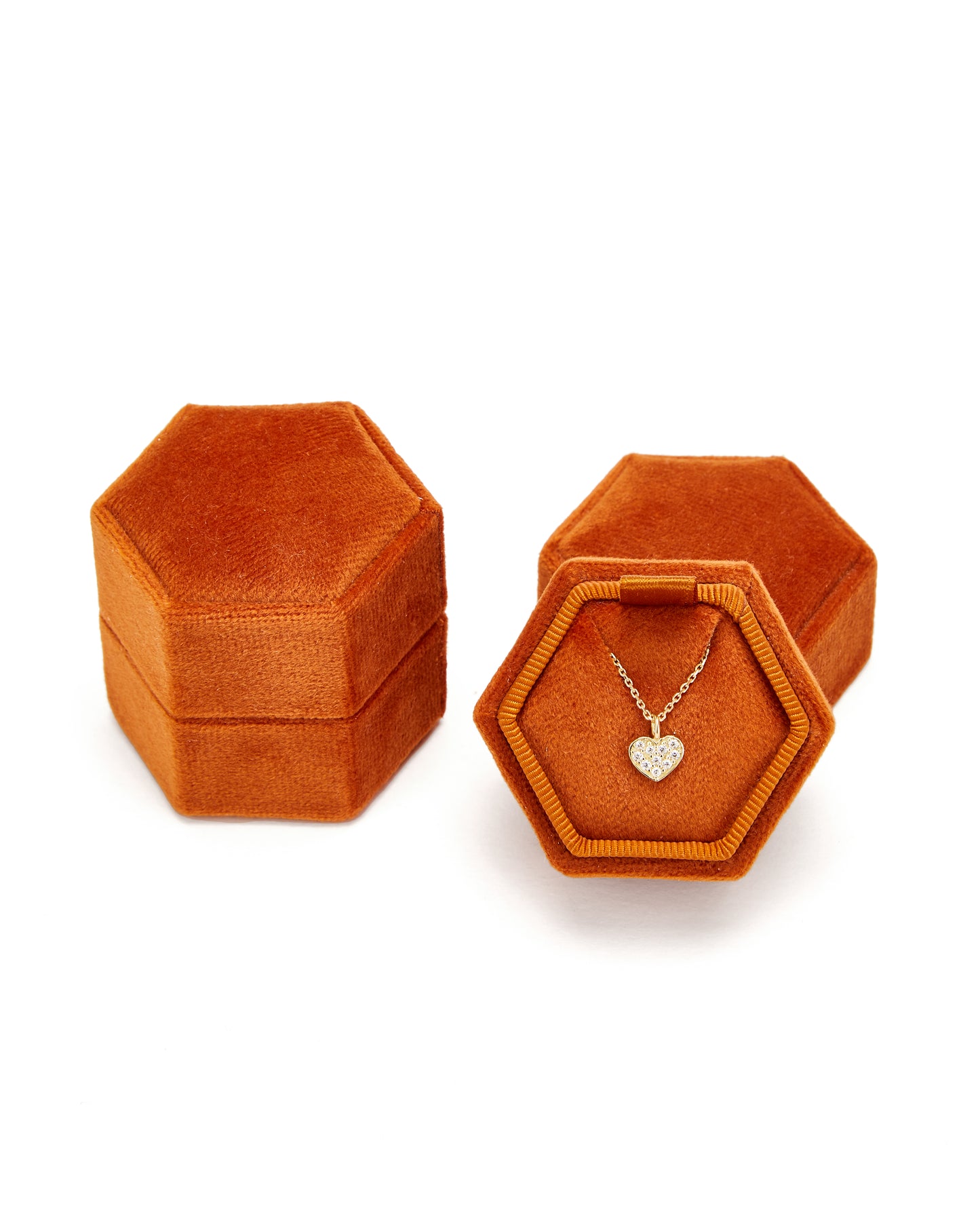 Jewelry case HEXAGON, 25 pieces, Inlay choice: necklace/ear studs/creoles