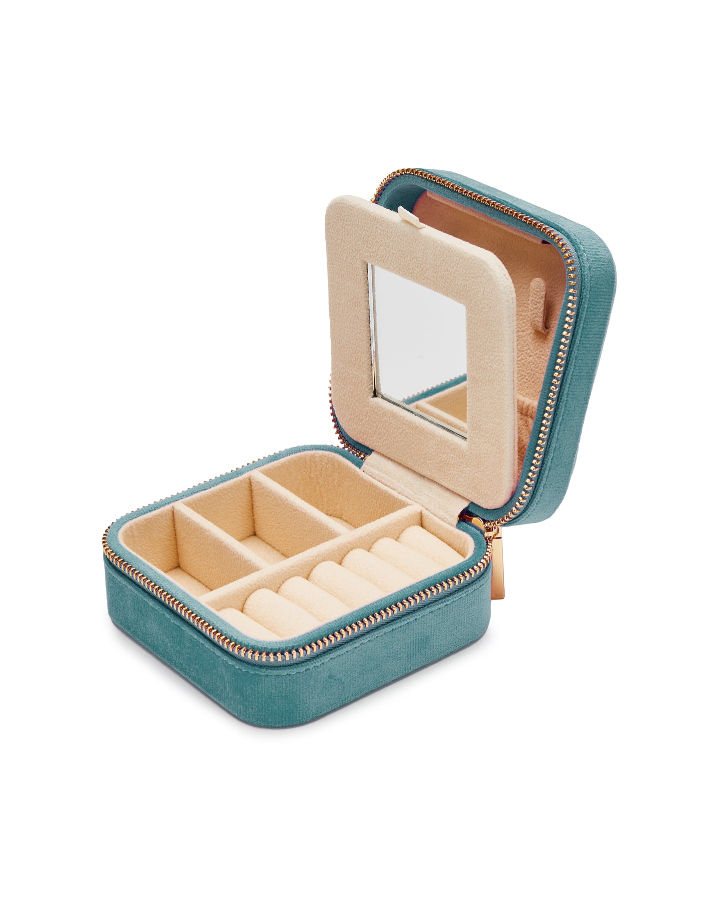 VELVET JEWELRY BOX col. petrol blue, directly orderable - 5 pieces